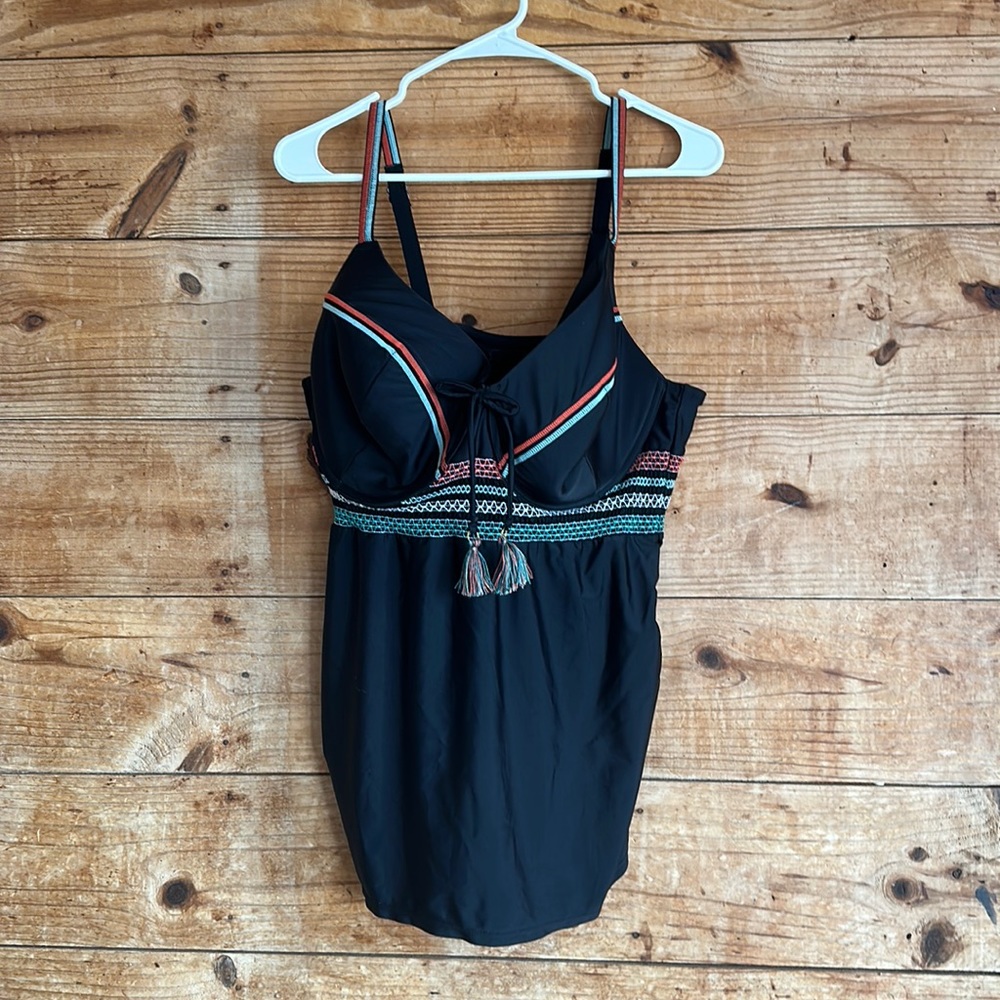 Black Embroidered Women's Swim Dress